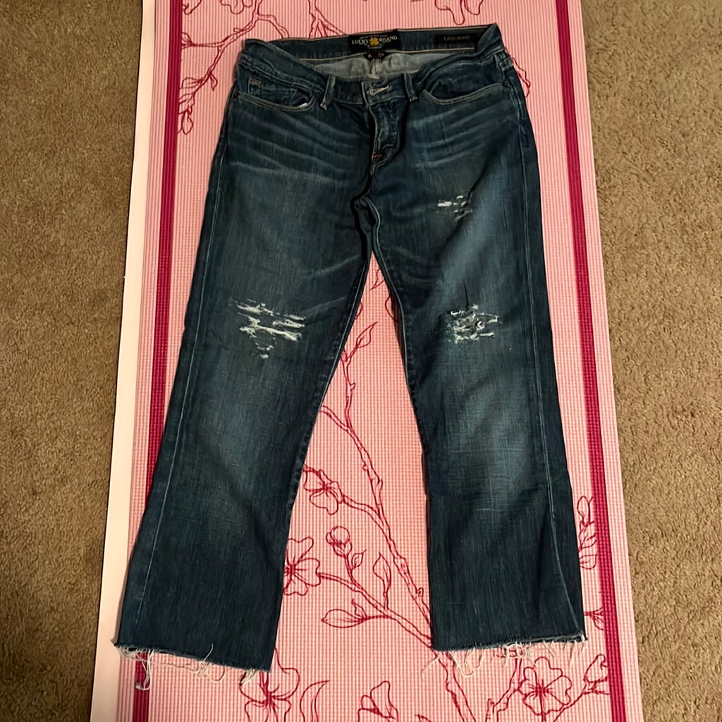 Lucky Brand Cropped And Distressed Denim Capris